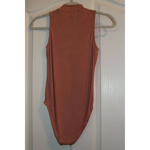 Ambiance High Neck Bodysuit Ribbed Knit Pink Sleeveless Lightweight Junior S NEW - Picture 3 of 5